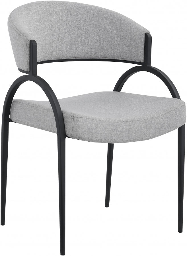 Privet Linen Textured Dining Chair - Matte Black Finish