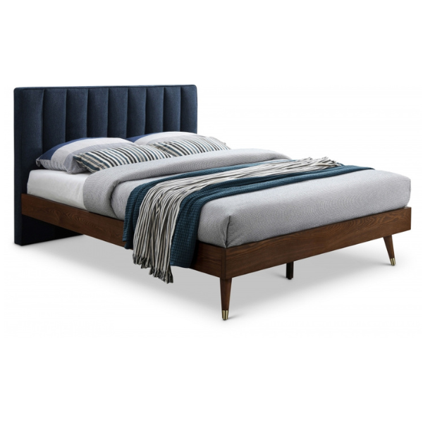 Vance Mid-Century Modern Polyester Linen Bed - Queen