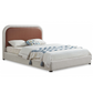 Blake Two Tone Faux Leather & Linen-Like Fabric Bed - King